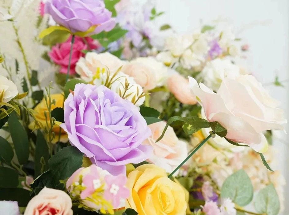 WeddingStory Shop Event Decor 150x50cm flower row Fireplace Floral Arrangement - Multicolor Rose  and Hyacinth