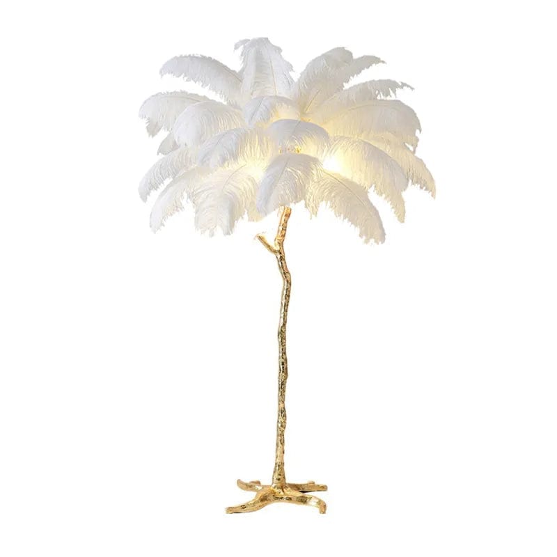 WeddingStory Shop H170cm 35 feathers / silver body / White Fluffy LED decoration lamp