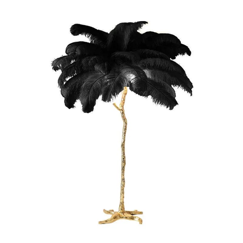 WeddingStory Shop H170cm 35 feathers / silver body / Black Fluffy LED decoration lamp