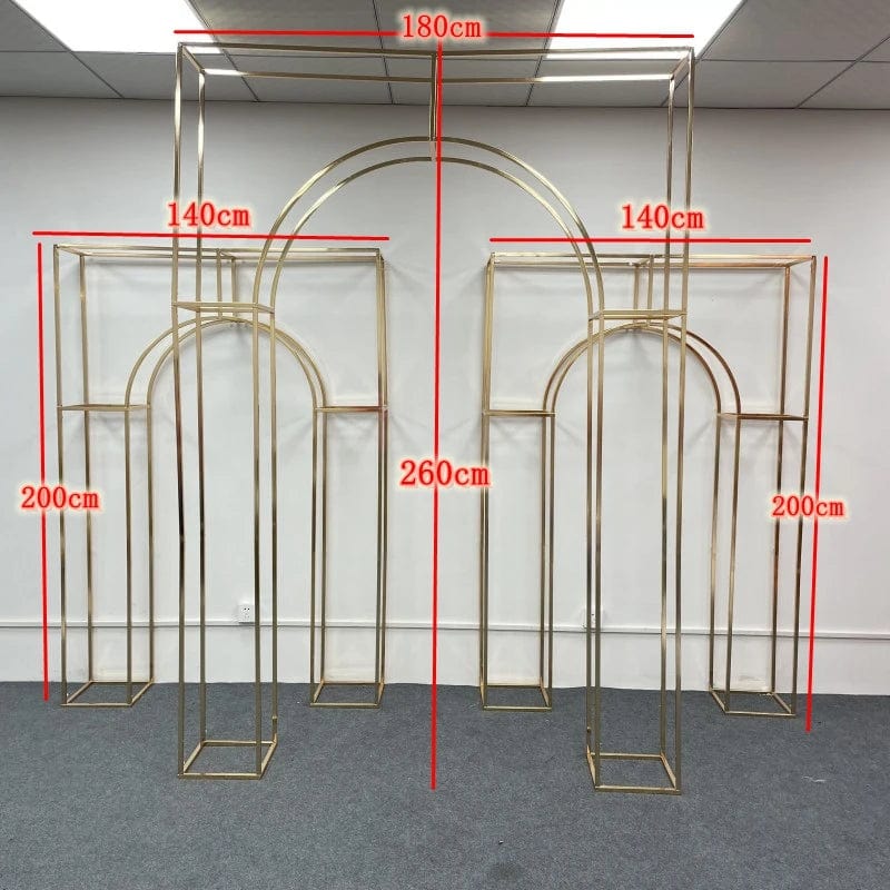 WeddingStory Shop Shiny Gold / 3 piece set Shiny Gold Arch Stand - Perfect for Stage, Aisle, Backdrops, and More!