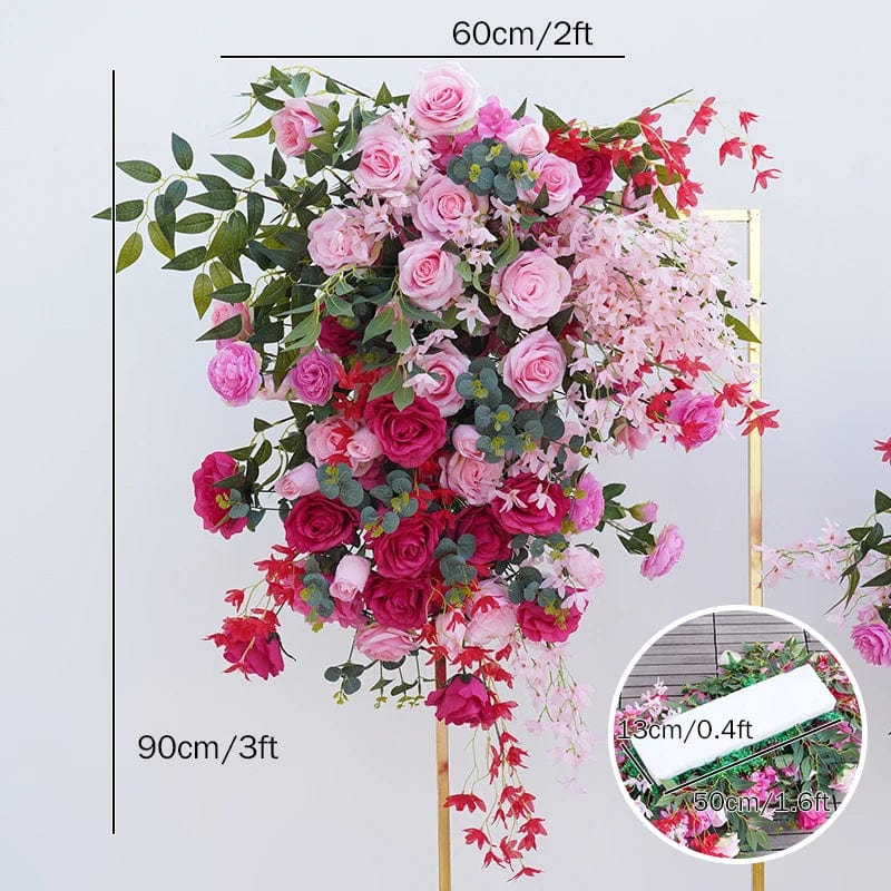 WeddingStory Shop Stunning Hot Pink Wedding Backdrop - Floral Arrangement with Rose & Willow Leaves
