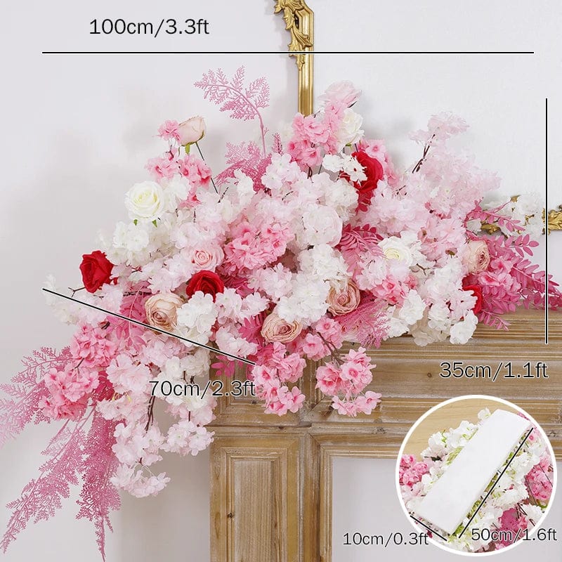 WeddingStory Shop 100x70cm flower row Stunning Pink Cherry Blossom Arrangement - Perfect for Weddings & Events!