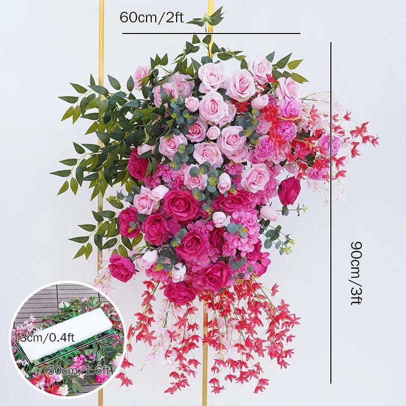 WeddingStory Shop 90cm Hang flower B Stunning Hot Pink Wedding Backdrop - Floral Arrangement with Rose & Willow Leaves