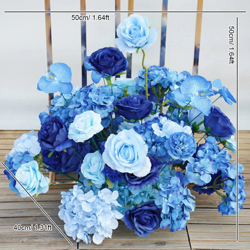 Luxury Royal Blue Wedding Backdrop Floral Arrangement