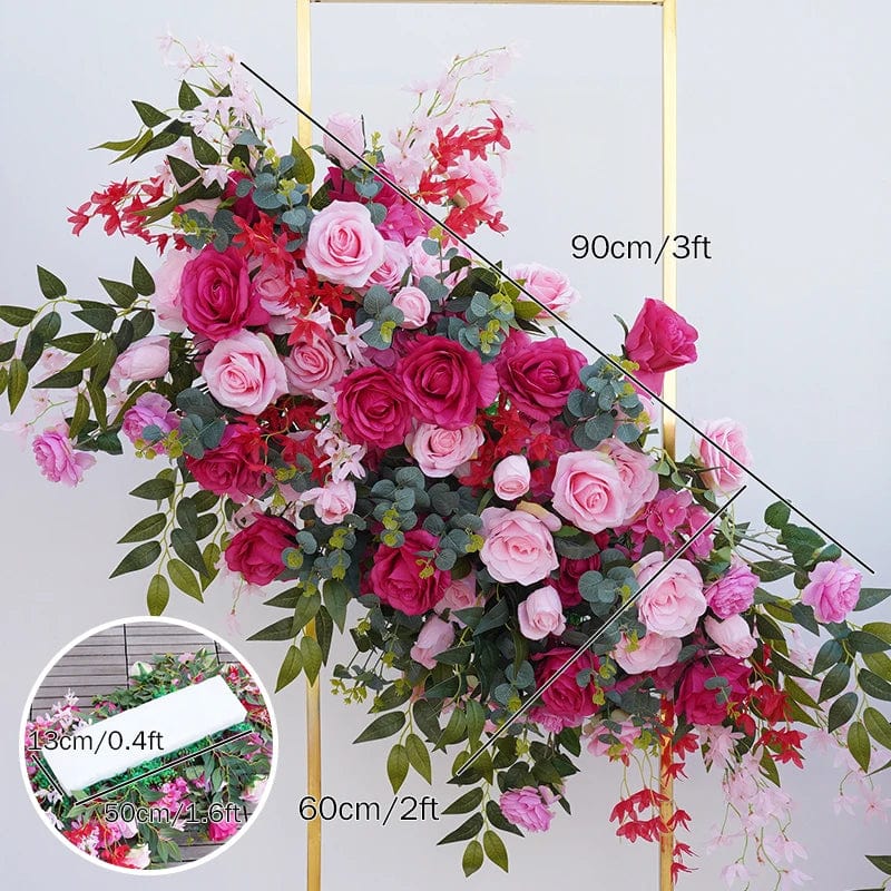 Stunning Hot Pink Wedding Backdrop - Floral Arrangement with Rose & Willow Leaves