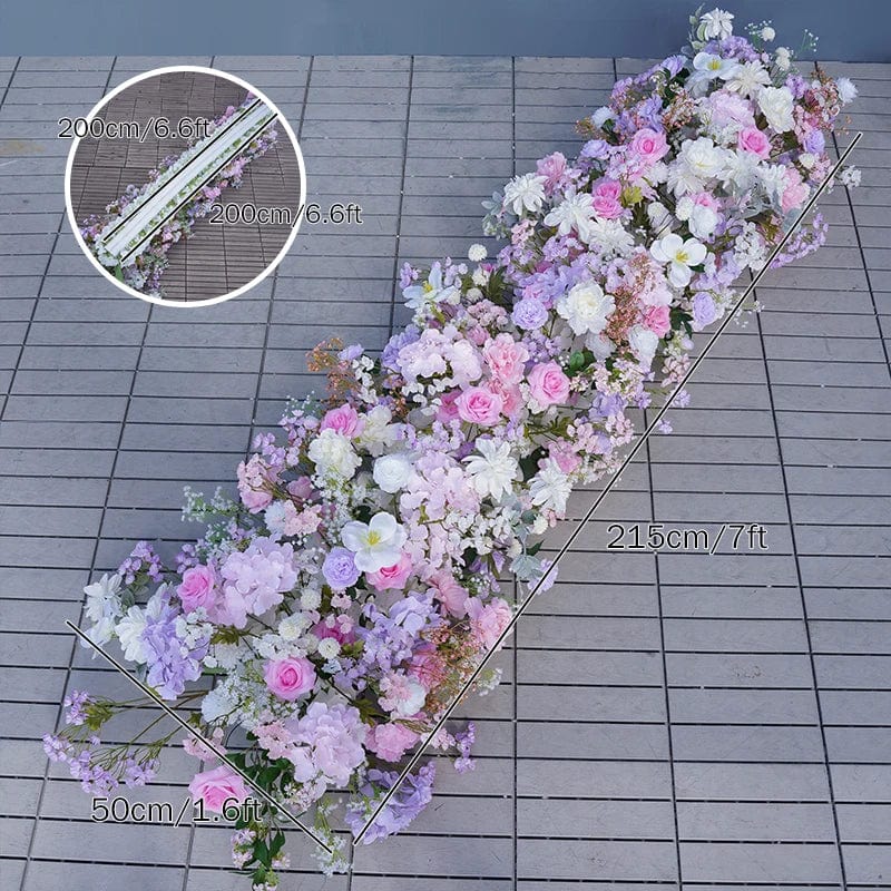WeddingStory Shop Event Decor 215x50cm flower row Multicolor Rose & Baby's Breath Decor Runner