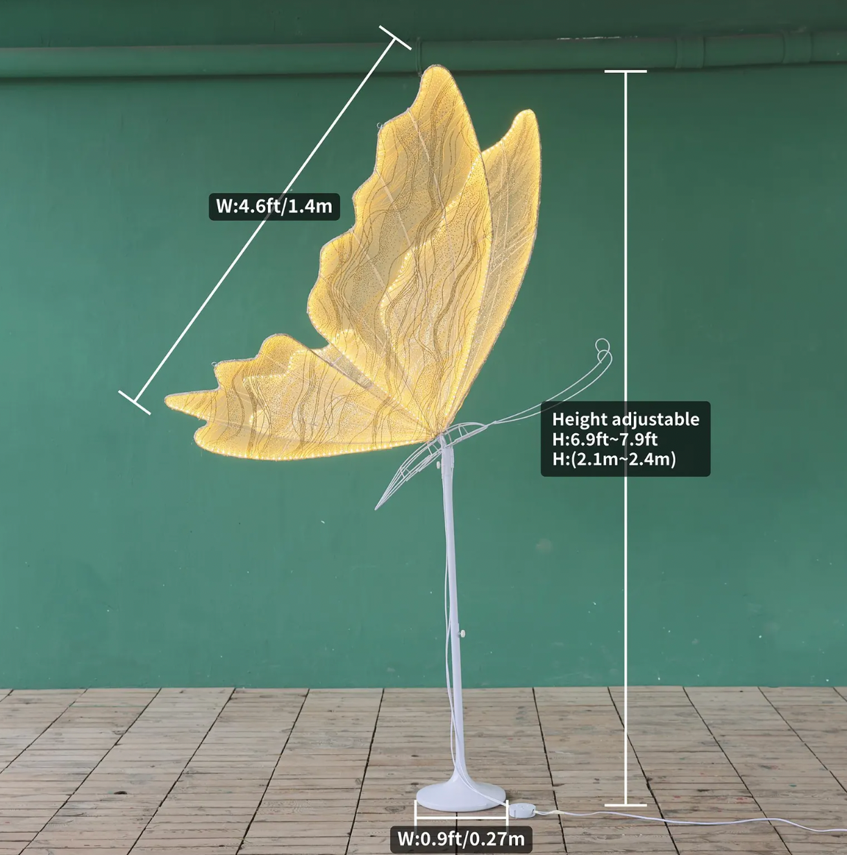 set of 4 LED butterflies and a flower 5 pcs total