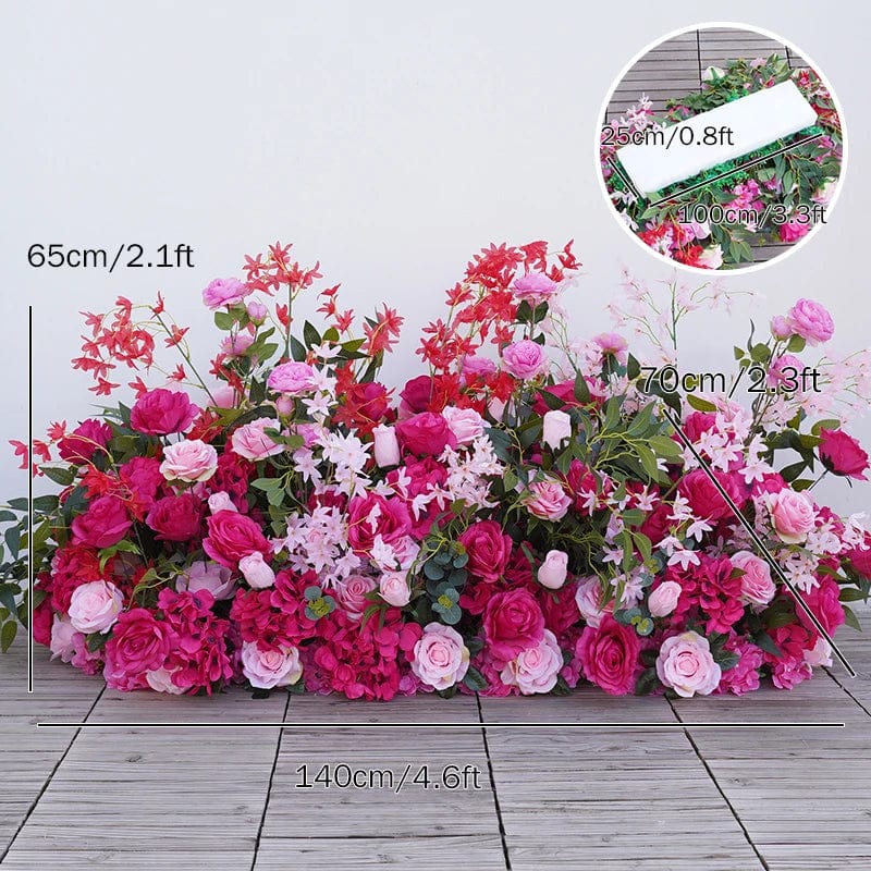 WeddingStory Shop Floor flower Stunning Hot Pink Wedding Backdrop - Floral Arrangement with Rose & Willow Leaves