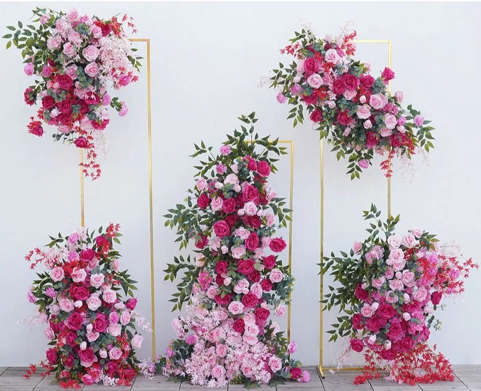 WeddingStory Shop Stunning Hot Pink Wedding Backdrop - Floral Arrangement with Rose & Willow Leaves