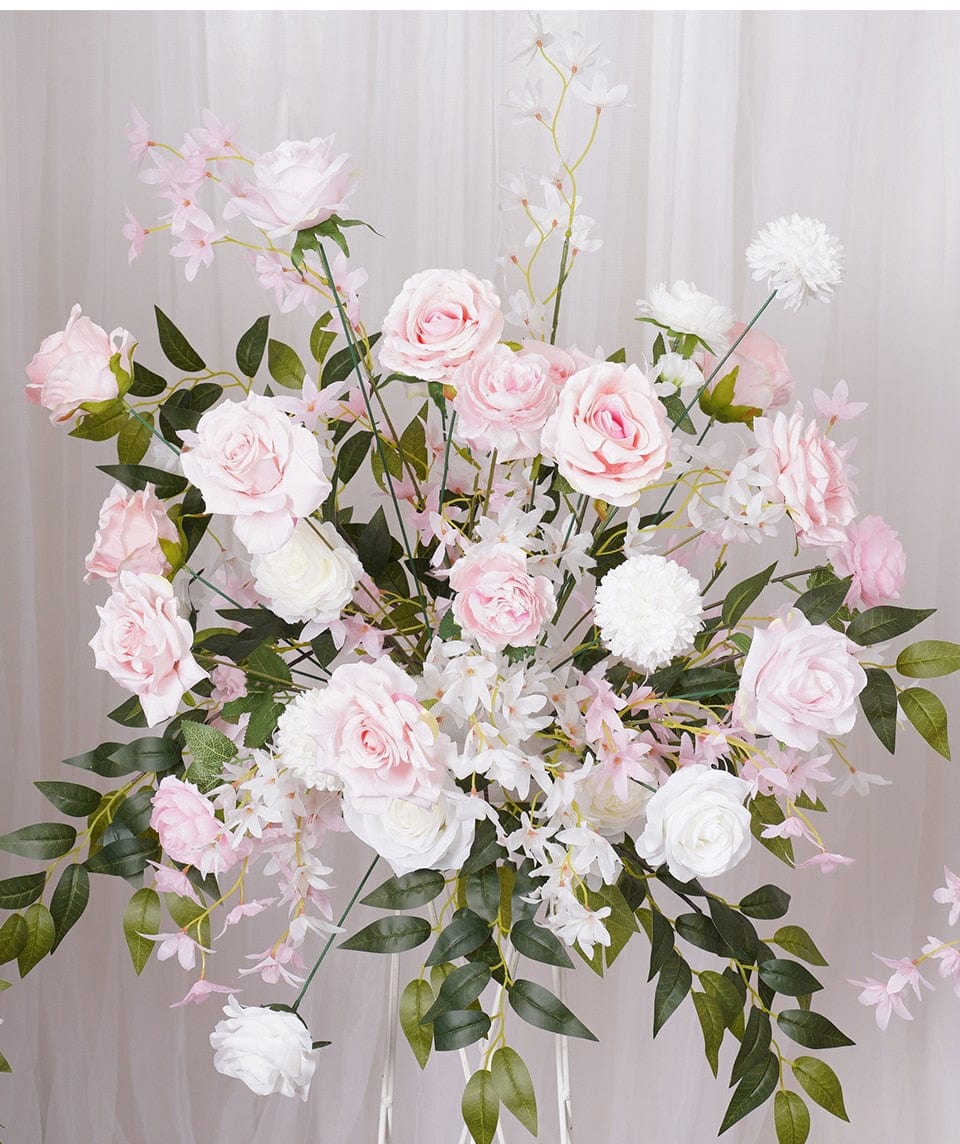 WeddingStory Shop Pink White Rose Cherry Blossom Greenery Flower Row Runner