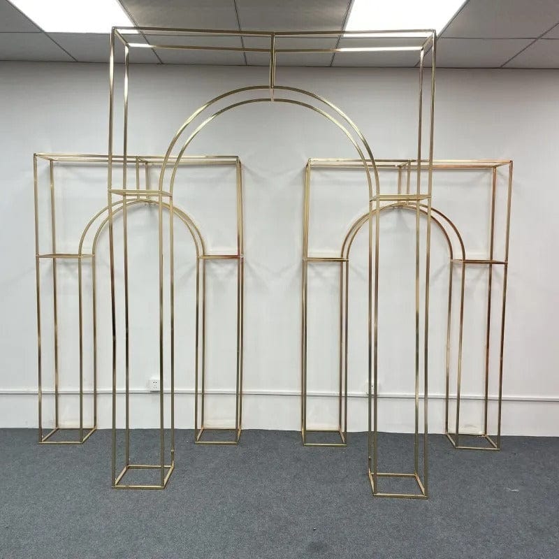 Weddingstoryshop -Shiny Gold Arch Stand - Perfect for Stage, Aisle, Backdrops, and More!