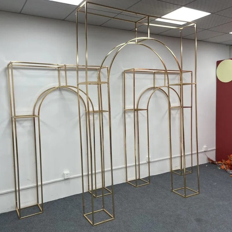 Weddingstoryshop -Shiny Gold Arch Stand - Perfect for Stage, Aisle, Backdrops, and More!