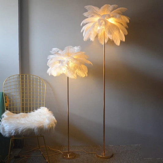 WeddingStory Shop Modern Ostrich Feather LED Floor Lamp