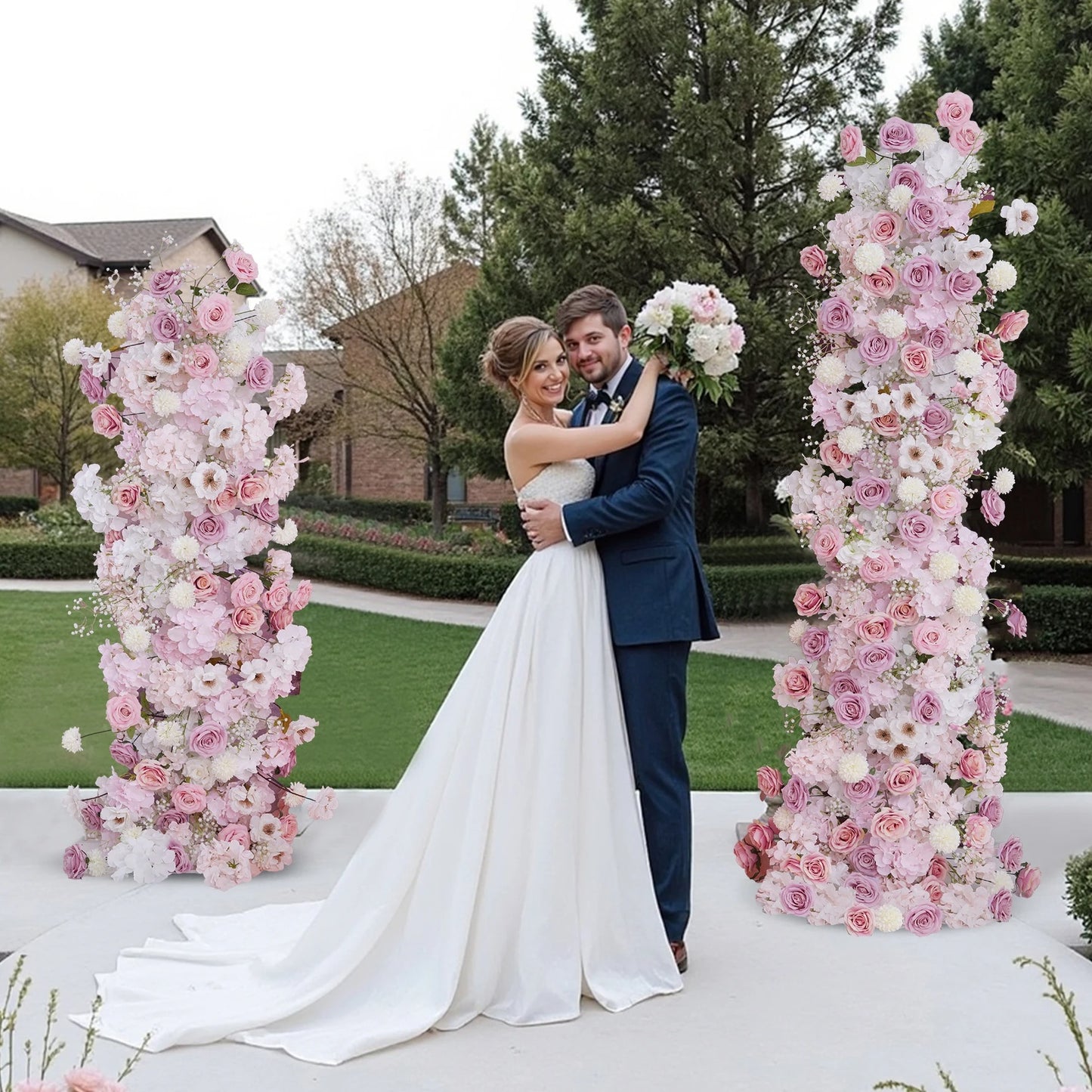 Luxury White Orchid Hydrangea Pink Rose Floral Arrangement