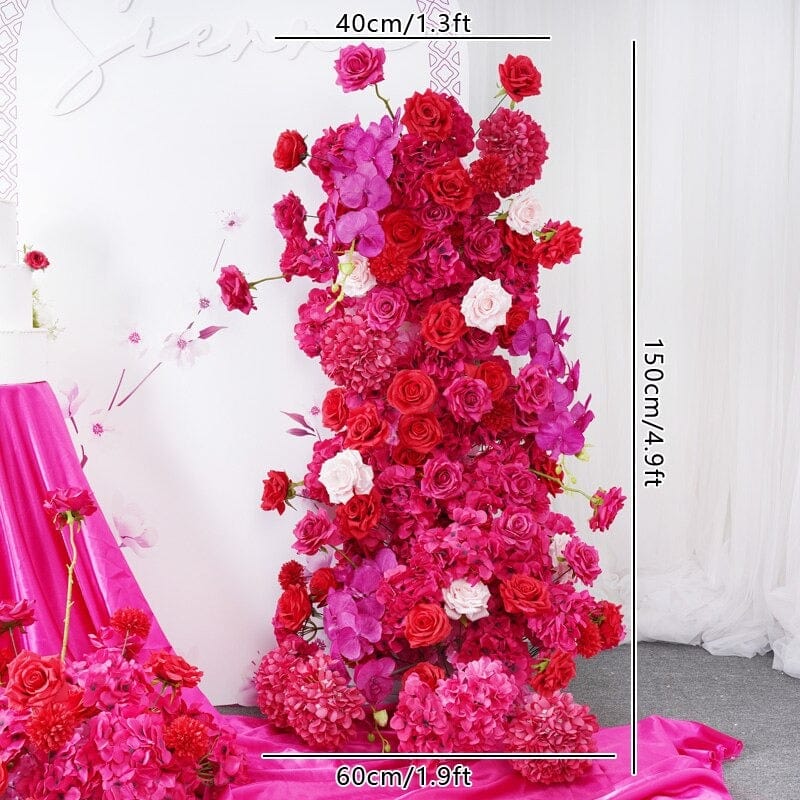 WeddingStory Shop 150 cm x 60 cm / 4.9 ft x 1.9 ft Red Pink Rose Hydrangea Orchid floral arrangement