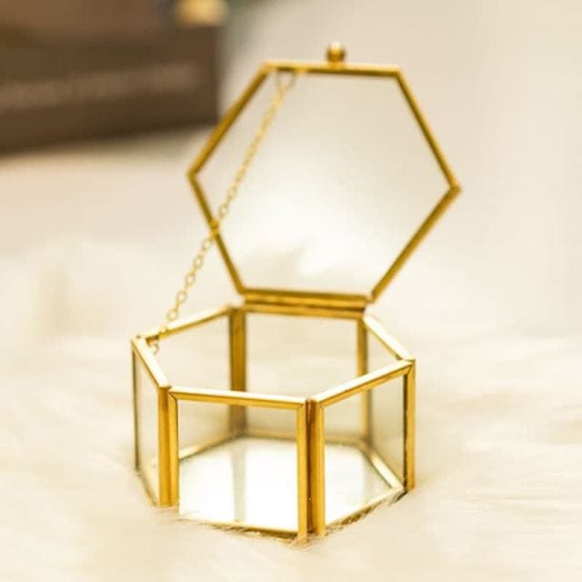 WeddingStory Shop Only Box / Middle 12x6 cm Custom Engraved Glass Wedding Ring Box