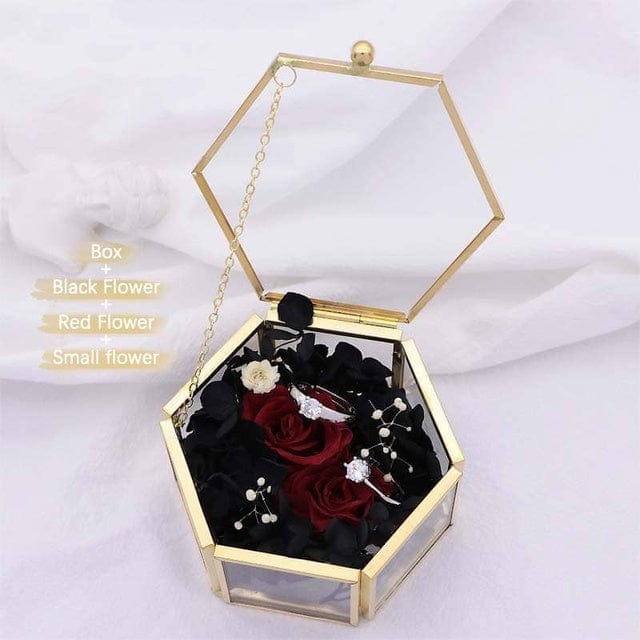 WeddingStory Shop Model 04 / Middle 12x6 cm Custom Engraved Glass Wedding Ring Box