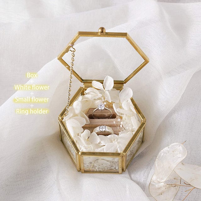 WeddingStory Shop Model 09 / Small 7.5x4.5 cm Custom Engraved Glass Wedding Ring Box