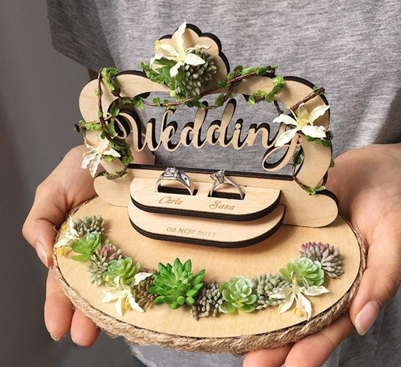 WeddingStory Shop Handmade Personalized Wedding ceremony rustic ring pillow