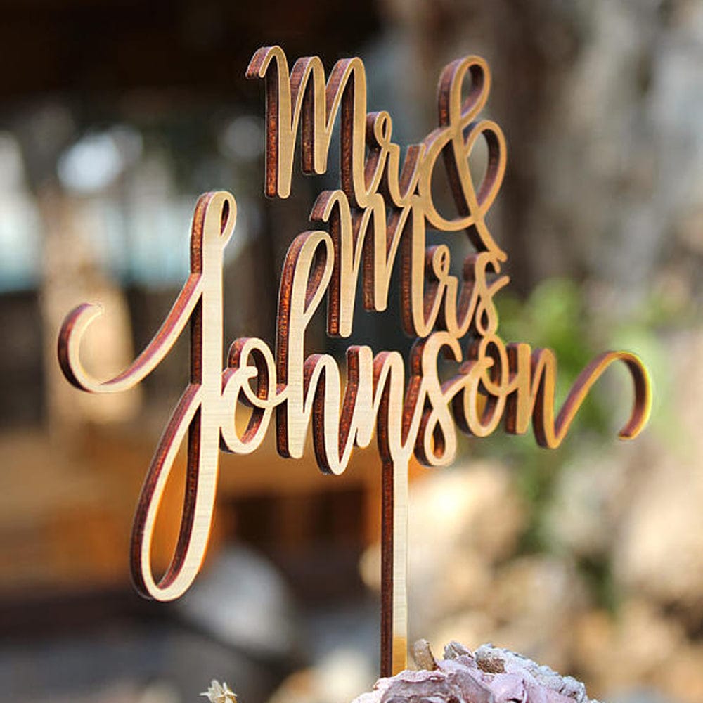 WeddingStory Shop Mrs Mr Custom rustic cake topper
