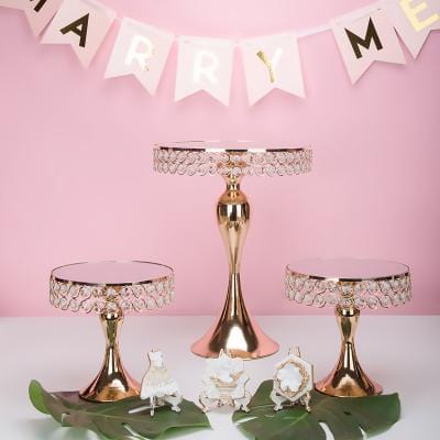 WeddingStory 2 small 1 medium Crystal wedding cake stand set