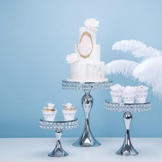WeddingStory NEW Silver crystal cake stand set for cakes/cupcakes