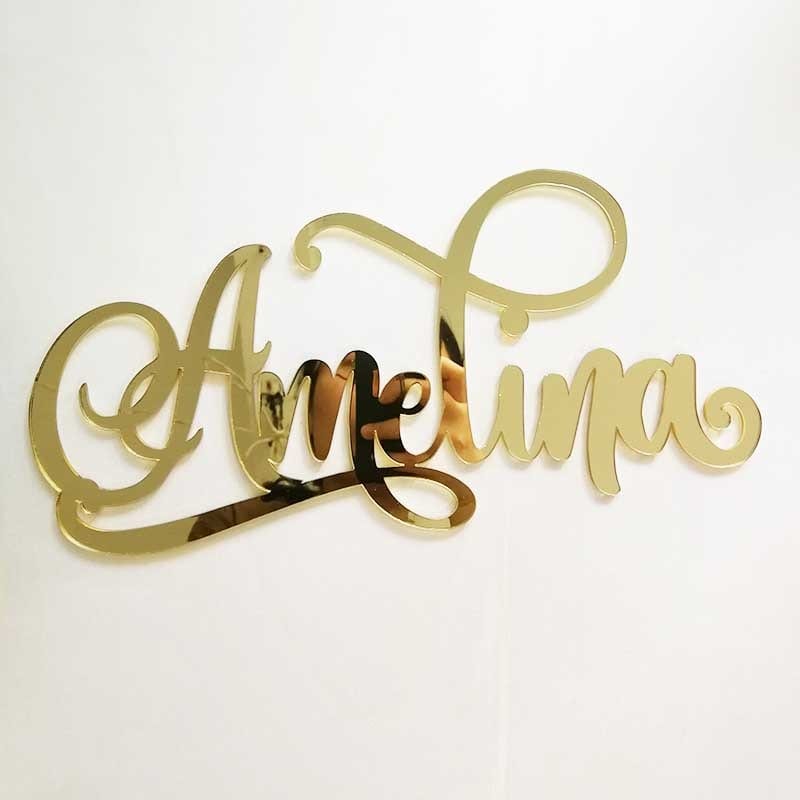 WeddingStory Shop Personalized Acrylic Cut Name Sign Wedding Birthday Party Decoration Mirror Gold Custom Name Wall Hanging Party Gifts Supplies