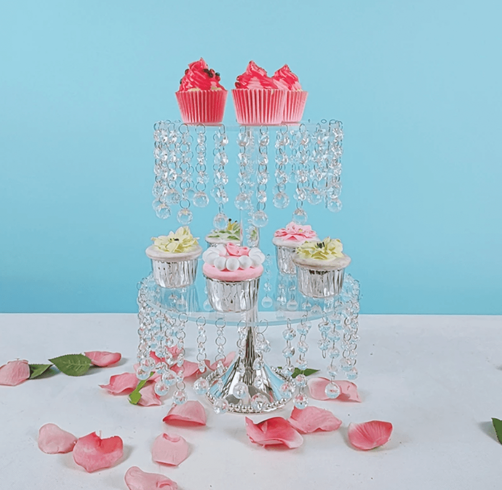 Acrylic Dessert Cake stand with crystals mini dessert DIY decor 2 tier 2 layer cake stand