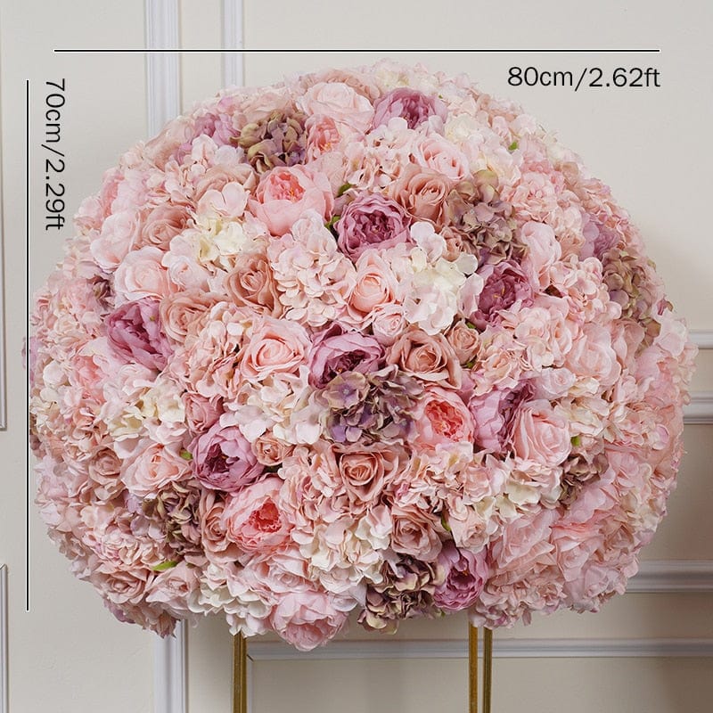 WeddingStory Shop 80x70cm table ball Luxury Oversize Dusty Pink Rose 80cm 3/4 Flower Ball