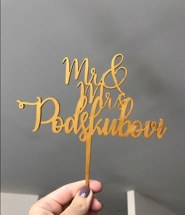 WeddingStory Shop Mrs Mr Custom rustic cake topper
