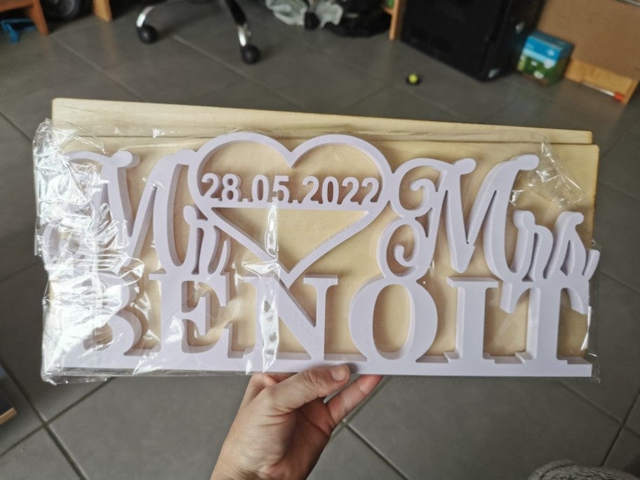 WeddingStory Shop Wedding Favors Personalized White Wedding Table Sign with Last Name and wedding date