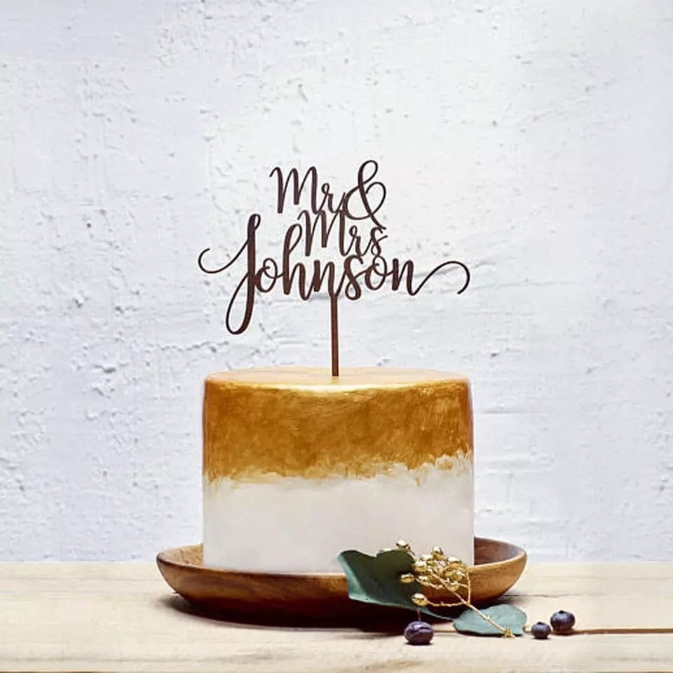 WeddingStory Shop Mrs Mr Custom rustic cake topper
