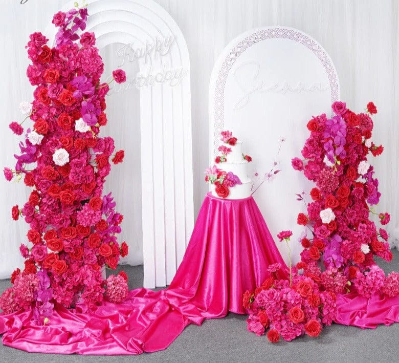WeddingStory Shop Red Pink Rose Hydrangea Orchid floral arrangement