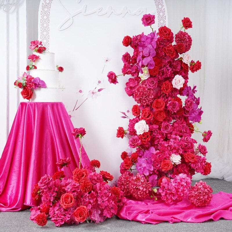 WeddingStory Shop Red Pink Rose Hydrangea Orchid floral arrangement