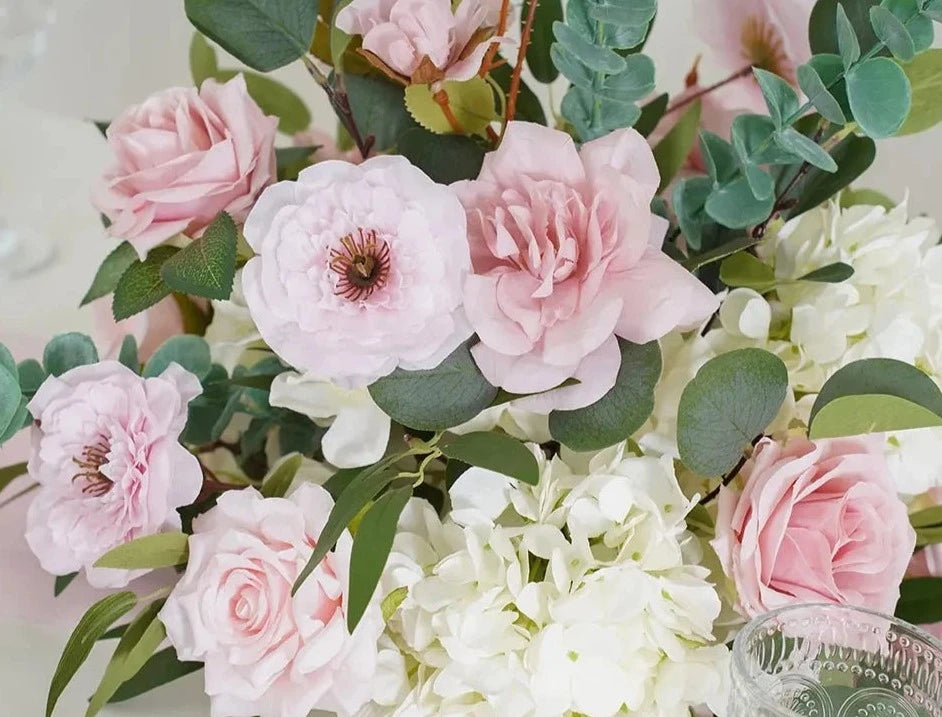 WeddingStory Shop Flowers Elegant Pink Rose & Eucalyptus Table Centerpiece Arrangement