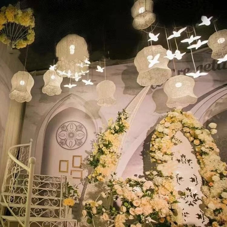 WeddingStory Shop Lily Flower LED fabric Chandelier