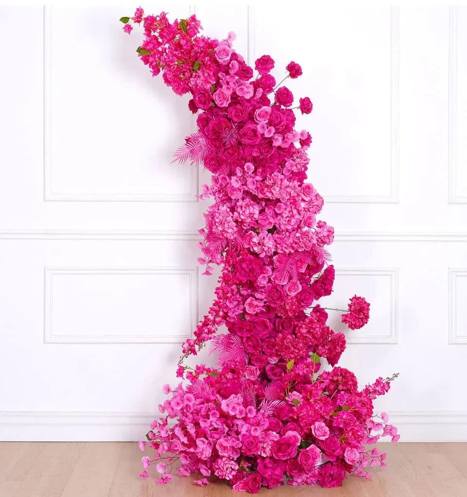 WeddingStory Shop Luxury Hot Pink Rose Hydrangea Flower Runner Arrangement