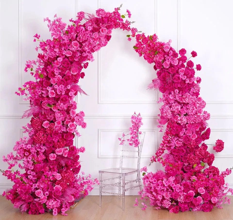 WeddingStory Shop Luxury Hot Pink Rose Hydrangea Flower Runner Arrangement