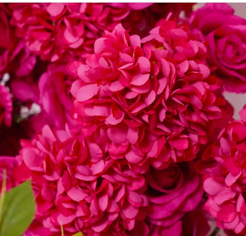 WeddingStory Shop Luxury Hot Pink Rose Hydrangea Flower Runner Arrangement
