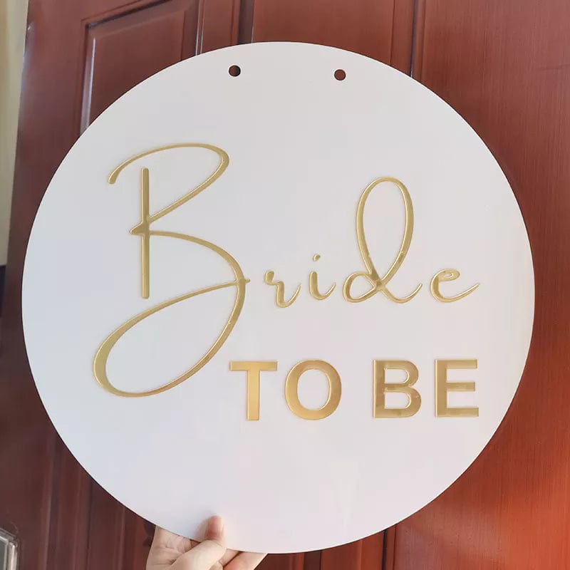 WeddingStory Shop 20cm / gold letter 2 hole Custom Bride to be Sign white and Gold