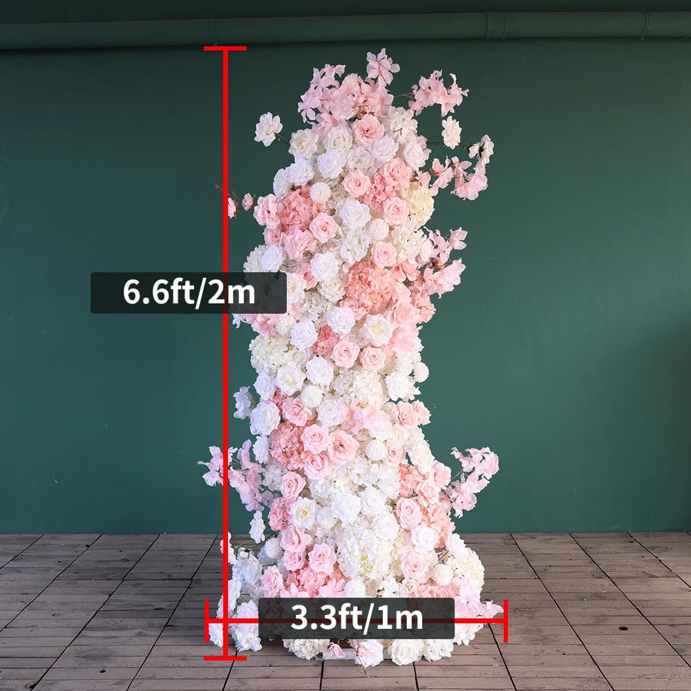 WeddingStory Shop 200cm flower runner Stunning Pink White Rose Hydrangea Floral Arrangement - Perfect for Weddings, Parties, and Events!
