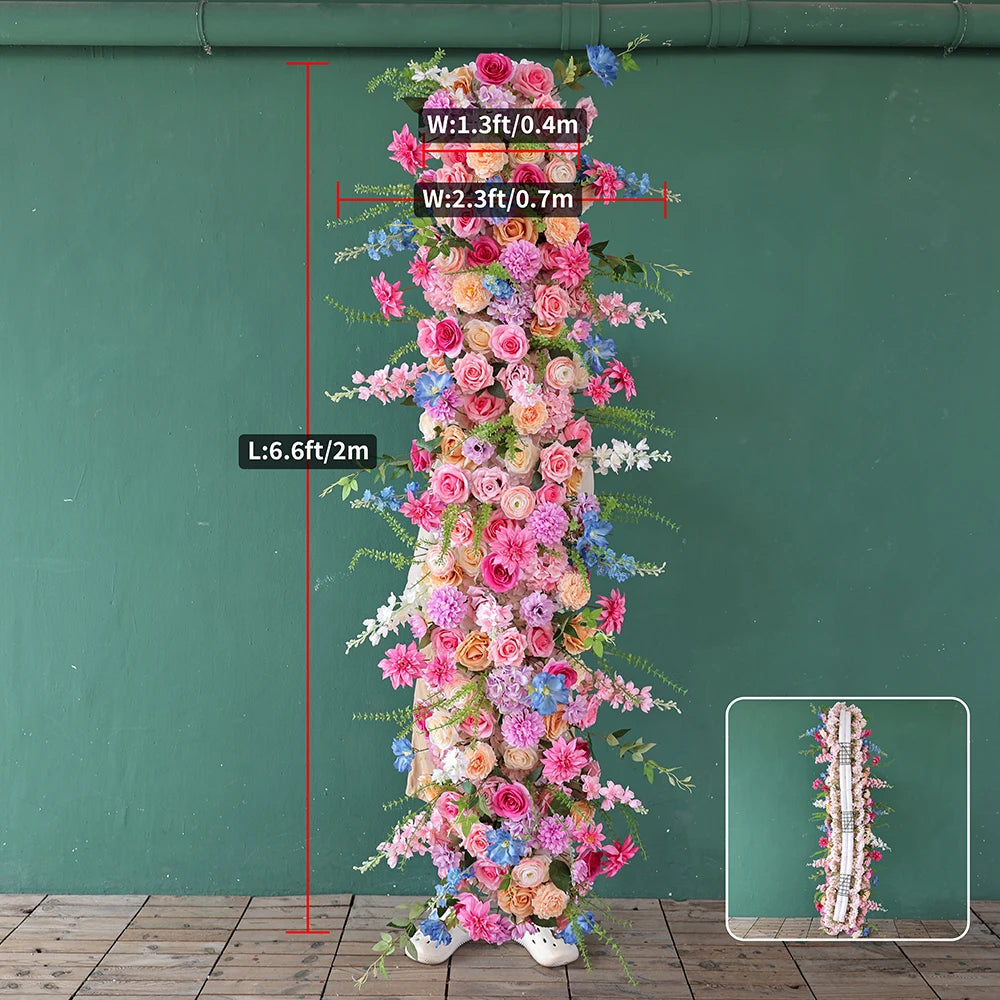 Luxury Purple Pink Blue Series Artificial Flower Runner