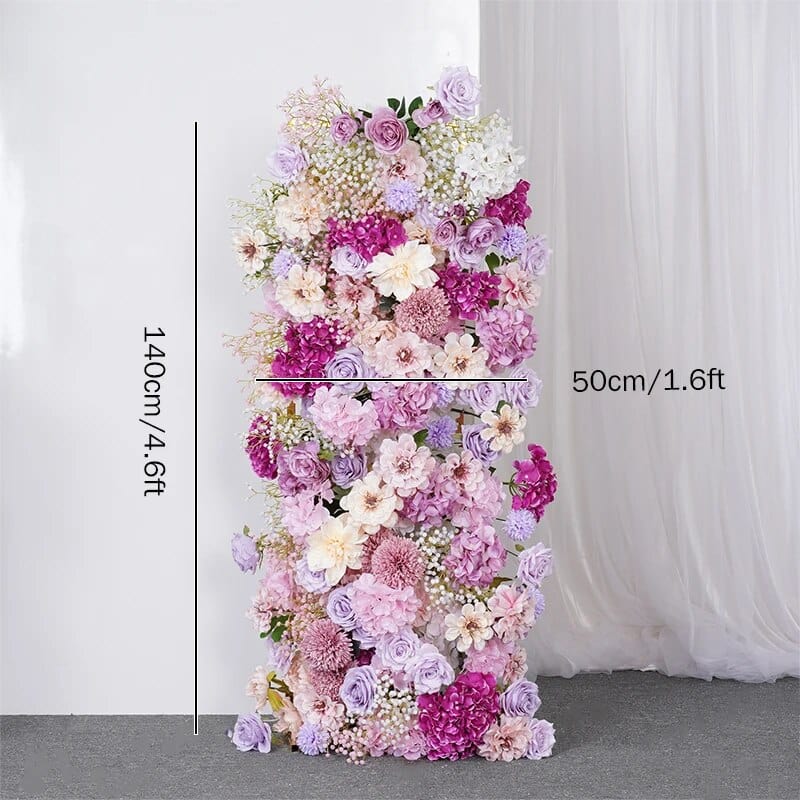 WeddingStory Shop 140x50cm flower row Pink Purple Babysbreath Dahlia 5D Flower Row Arrangement