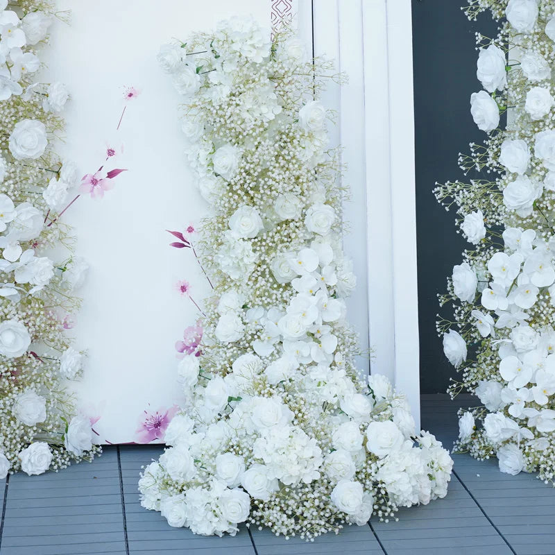 White Rose Orchid Baby Breath Wedding Backdrop