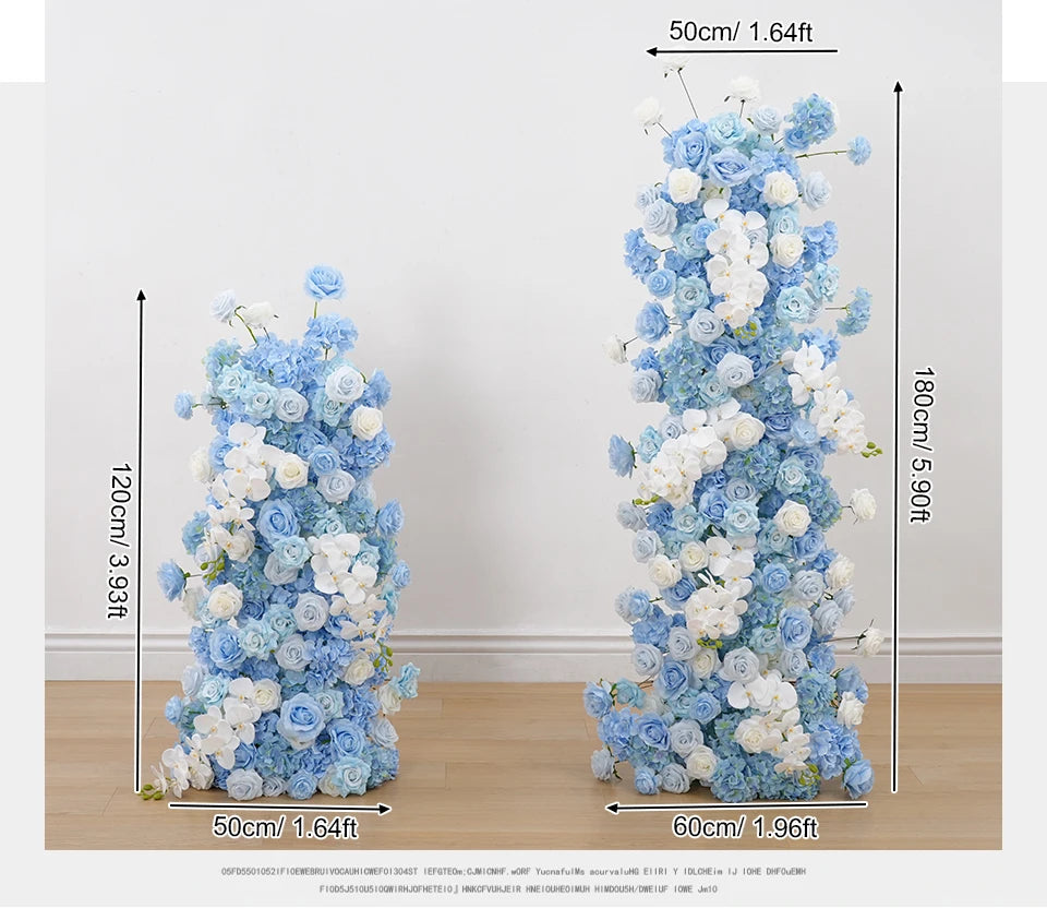 Blue White Floral Arrangement Wedding Backdrop