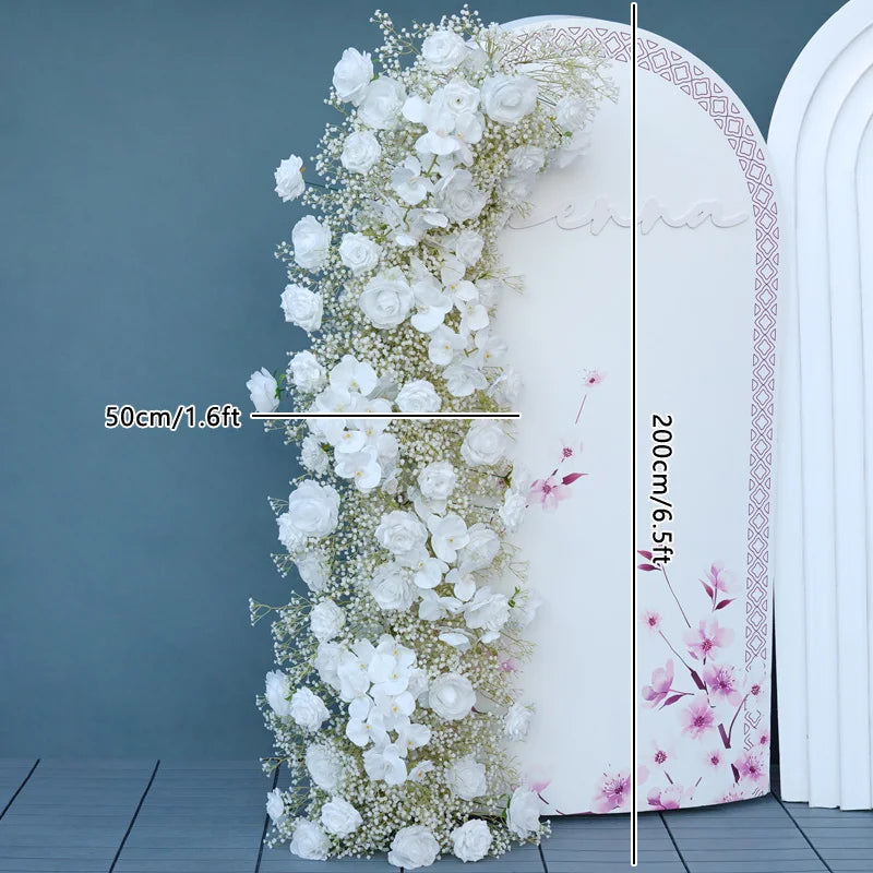 White Rose Orchid Baby Breath Wedding Backdrop