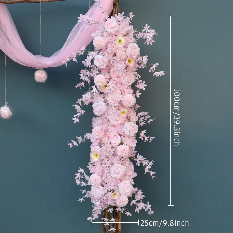 WeddingStory Shop 100cm flower row Pink Rose Floral Arrangement - Perfect for Centerpieces, Arch Decor, and More!