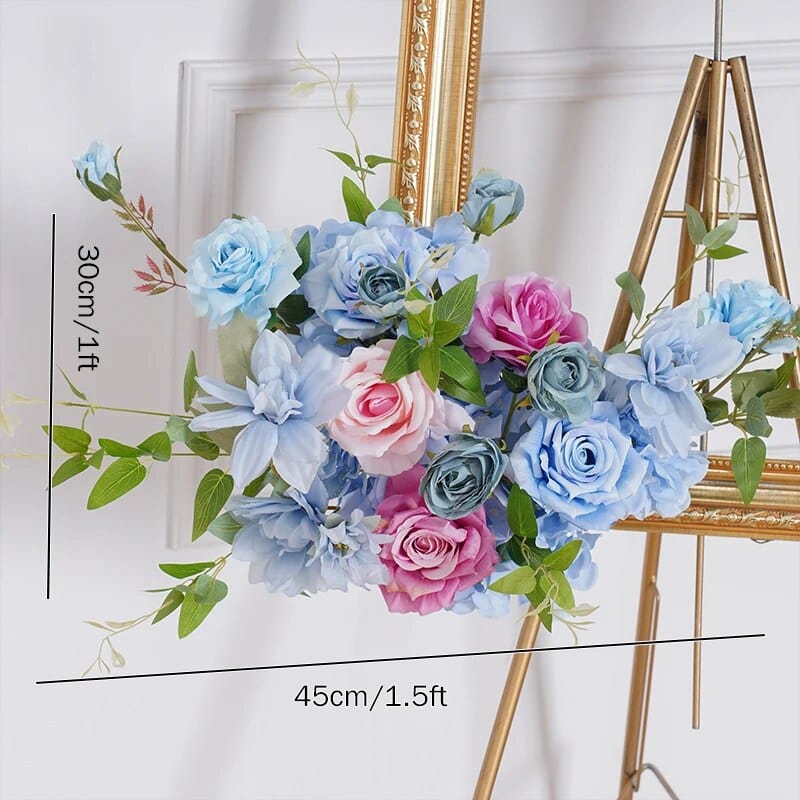 WeddingStory Shop 45x30cm sign flower Blue Rose Dahlia Green Leaves Floral Arrangement Wedding Backdrop KT Board Arch Decor Stage Aisle Floor Flower Ball Party Props