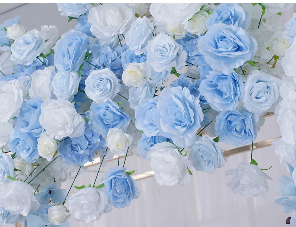 Baby Blue and White Rose Wedding Backdrop