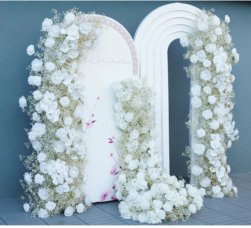 White Rose Orchid Baby Breath Wedding Backdrop